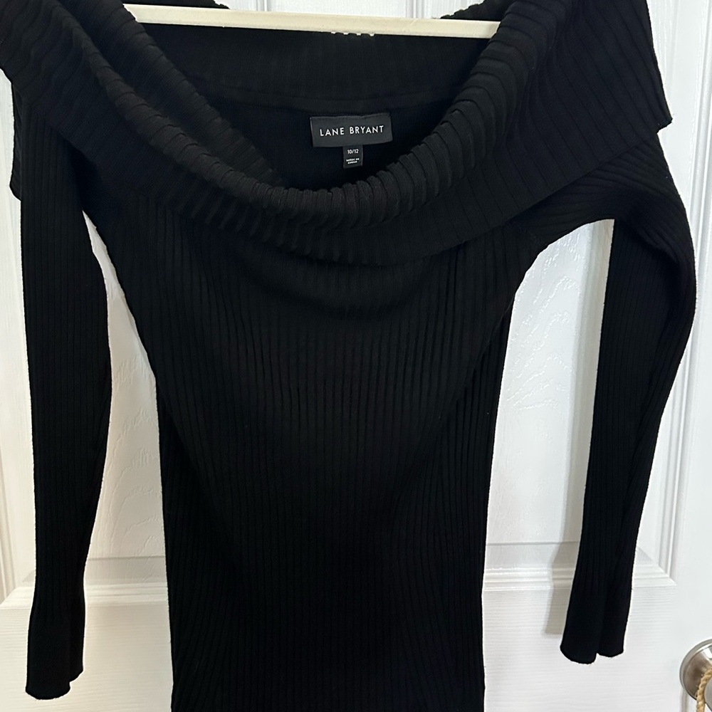 Women’s Lane Bryant Elegant Black Turtleneck/off shoulder sweater EUC Sz:10/12